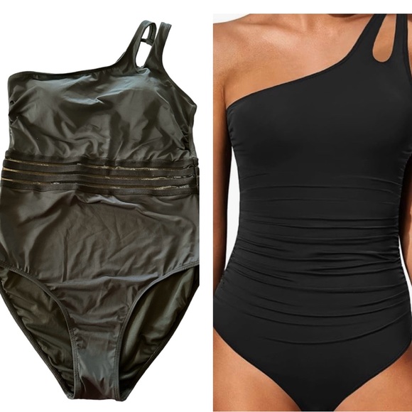 Holipick Other - HOLIPICK Black One Piece One Shoulder Pull On Large Bathing Suit BNWT